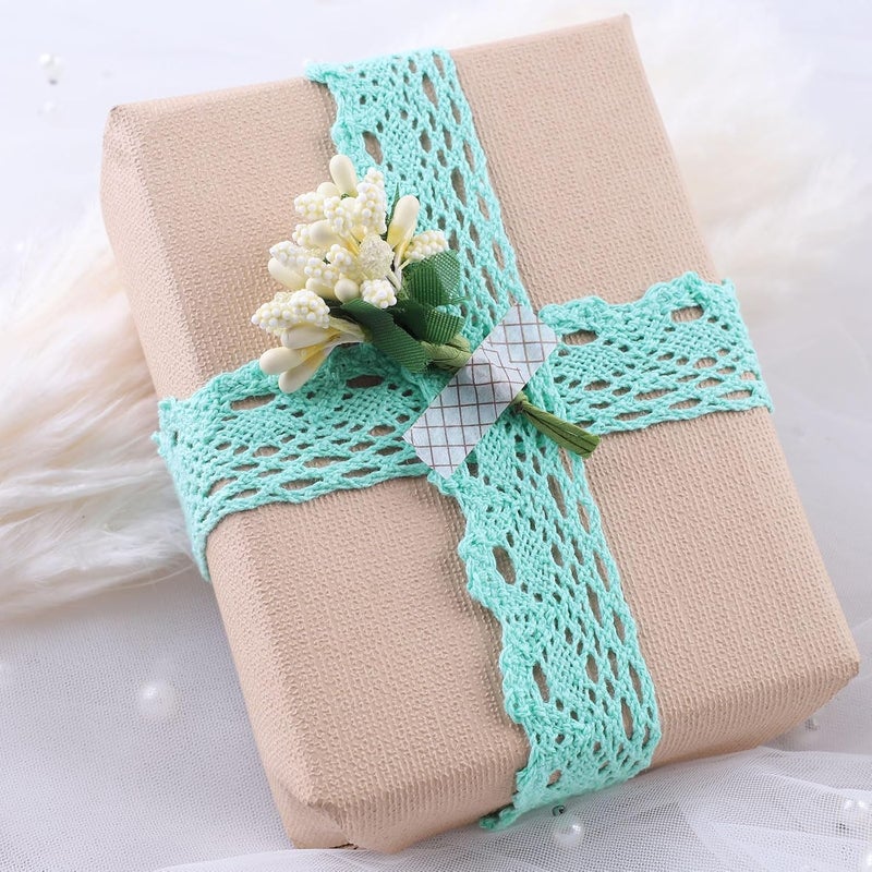 DYSHIPEN 20 Yards x 1 Inch Lace Ribbon Vintage Lace Trim Crochet Cotton Lace Edge for Christmas Package DIY Sewing Wedding Bridal Dress,Costume,Crafts and Sewing (Green) - Image 4